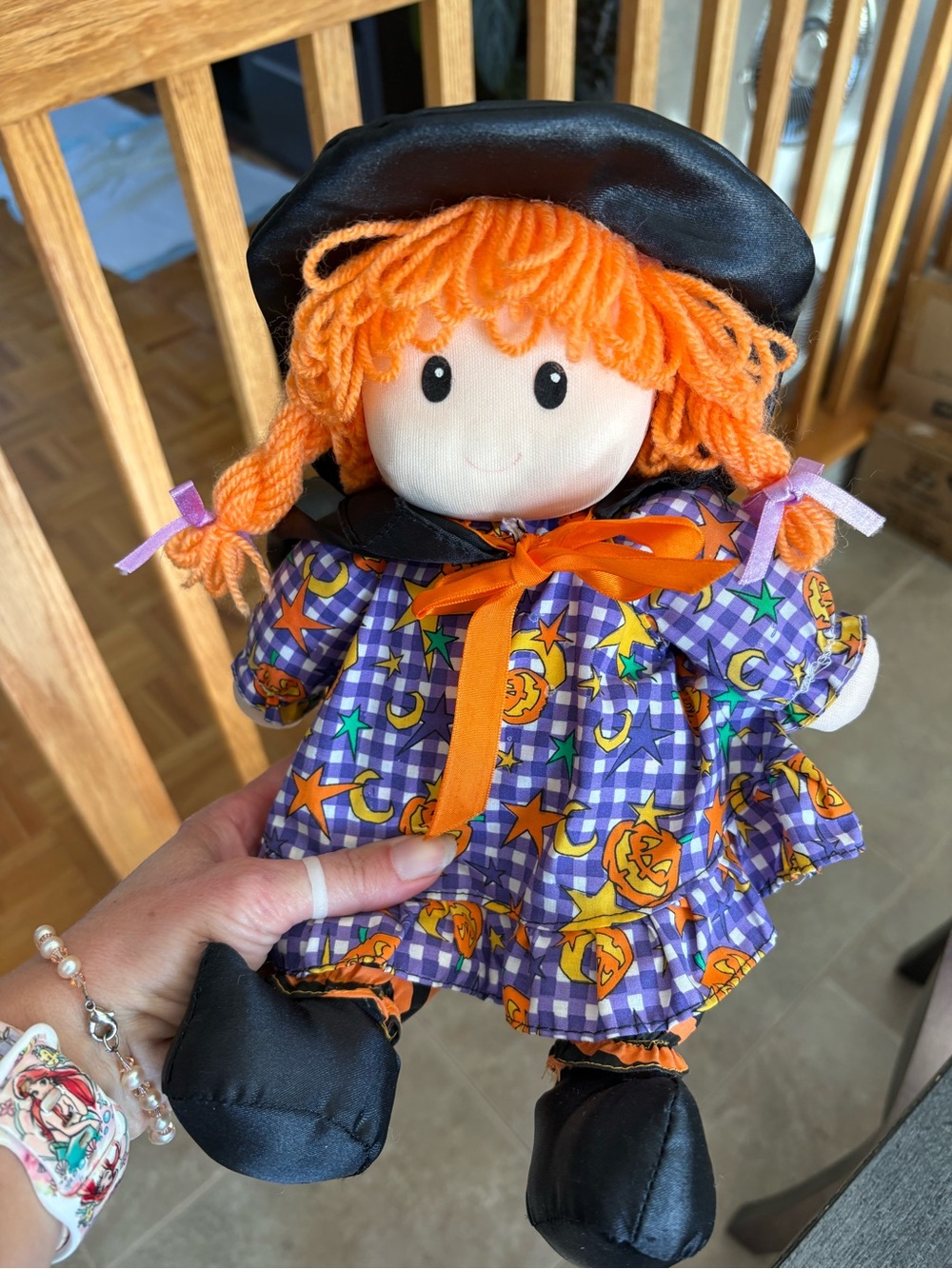 Vintage Orange-Haired Halloween Rag Doll Plush - Cute Kids Toy